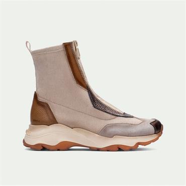 Hispanitas Nepal Front Zip Sporty Boot - Cream Combi